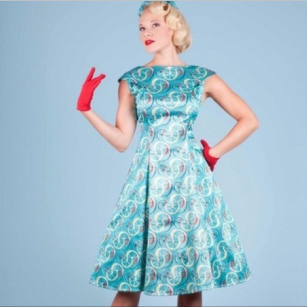 Bettie Page by Tatyana Cycle Dress Swing Retro Fit Flare Dress Size XL